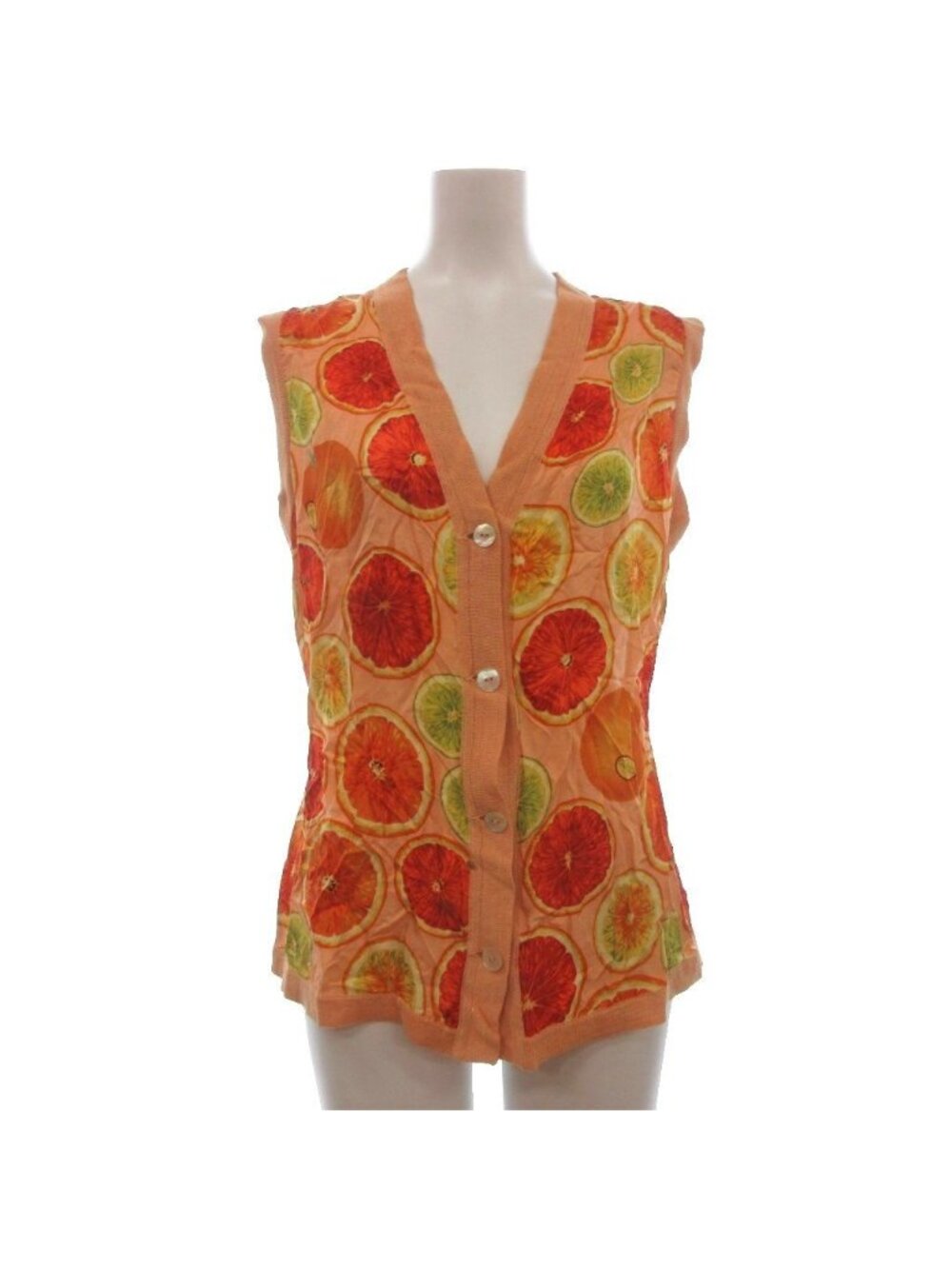 Gucci Vest Fruit All Over Print Tom Ford Era Linen Silk Orange